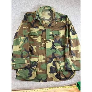 VTG 90s Woodland Military Jacket Mens Green Camo Combat Long Sleeve Tactical L